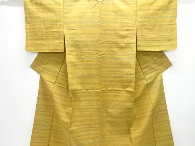 JAPANESE KIMONO / ANTIQUE HITOE KIMONO / SILK / HAND WOVEN TSUMUGI / STRIPE